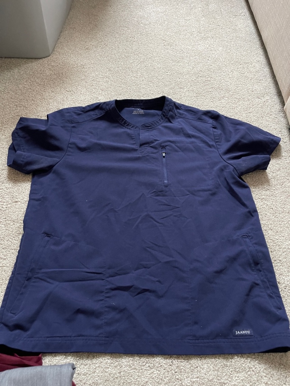 Jaanuu Men's Navy Short Sleeve Scrub Top